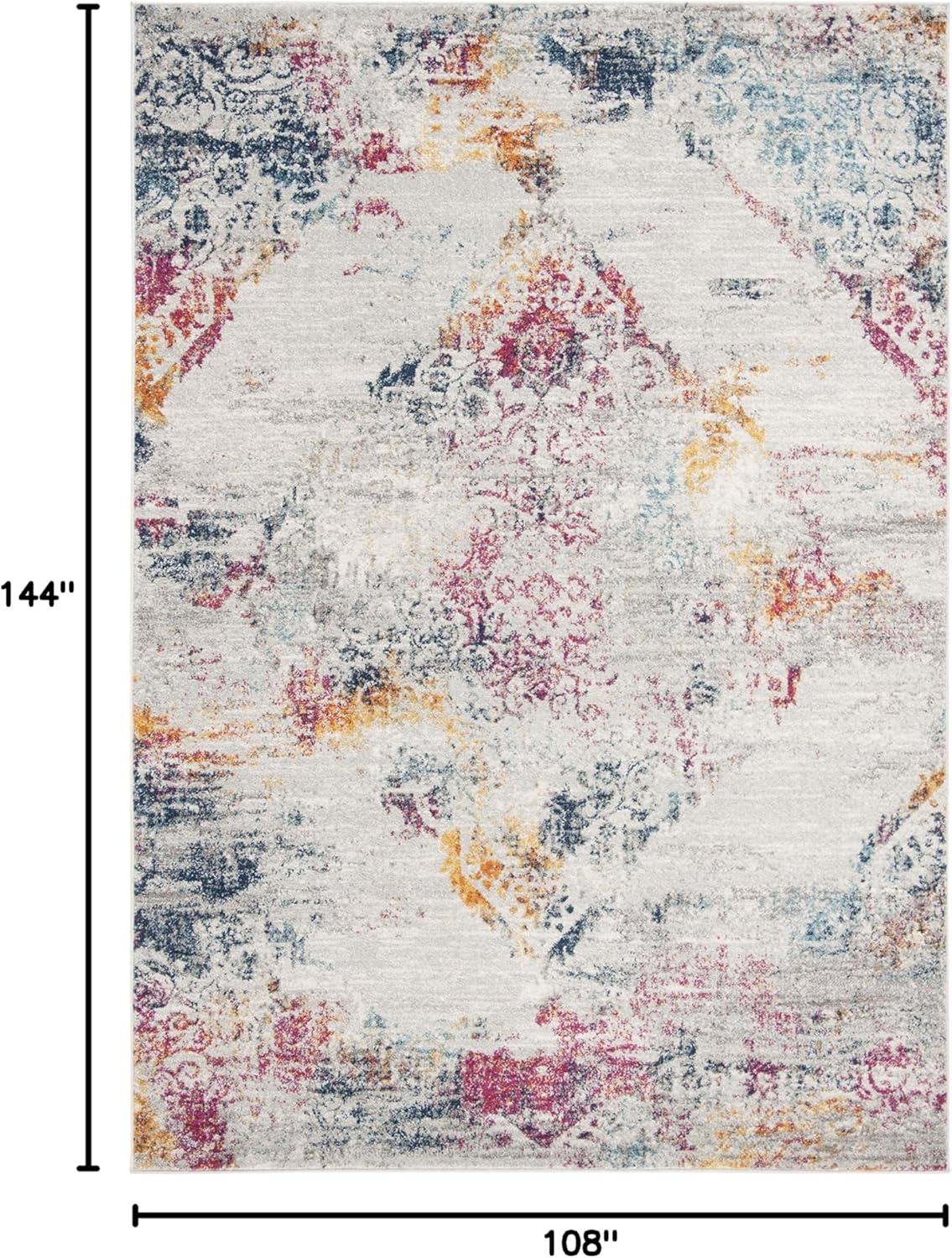image:imageSAFAVIEH Madison Collection Area Rug 53 x 76 Light Grey amp Fuchsia Boho Medallion Distressed Design NonShedding amp Easy Care Ideal for High Traffic Areas in Living Room Bedroom MAD157RLight GreyFuchsia