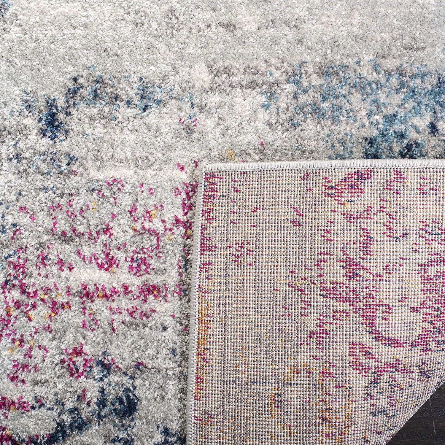 image:imageSAFAVIEH Madison Collection Area Rug 53 x 76 Light Grey amp Fuchsia Boho Medallion Distressed Design NonShedding amp Easy Care Ideal for High Traffic Areas in Living Room Bedroom MAD157RLight GreyFuchsia