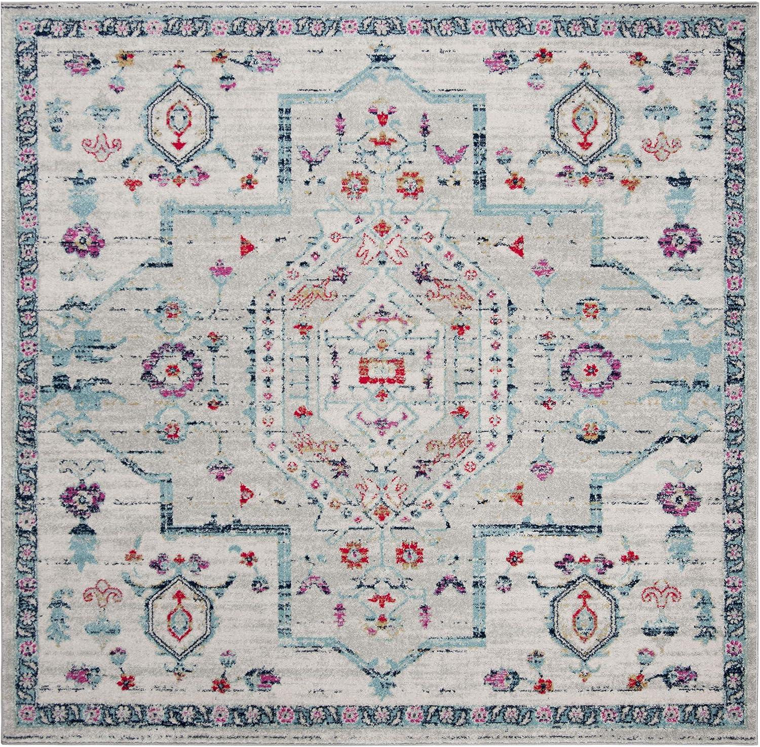 image:imageSAFAVIEH Madison Collection Area Rug 53 x 76 Light Grey amp Fuchsia Oriental Distressed Design NonShedding amp Easy Care Ideal for High Traffic Areas in Living Room Bedroom MAD928RLight GreyFuchsia