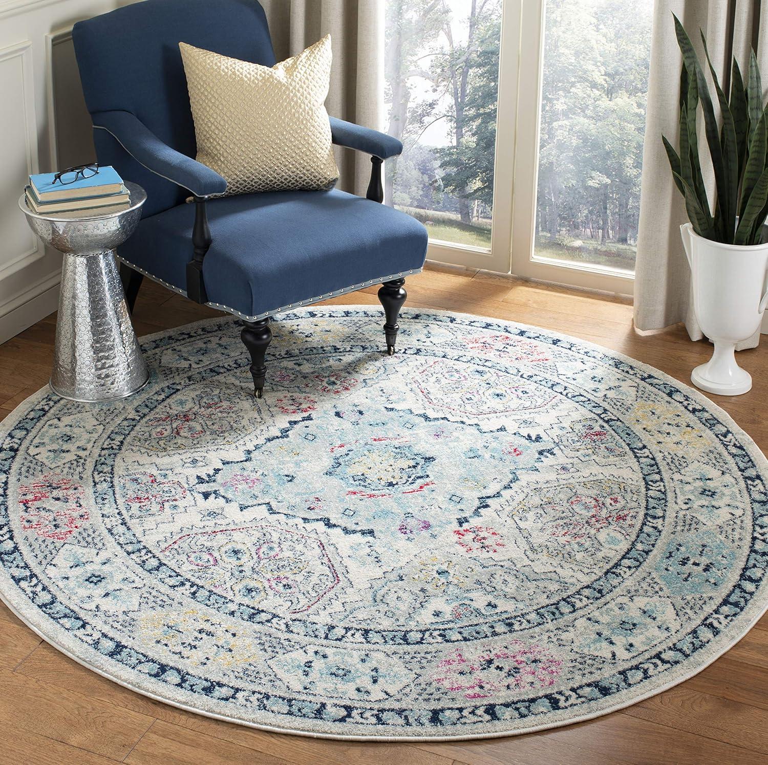 image:imageSAFAVIEH Madison Collection Area Rug 53 x 76 Light Grey amp Fuchsia Oriental Distressed Design NonShedding amp Easy Care Ideal for High Traffic Areas in Living Room Bedroom MAD925RLight GreyFuchsia