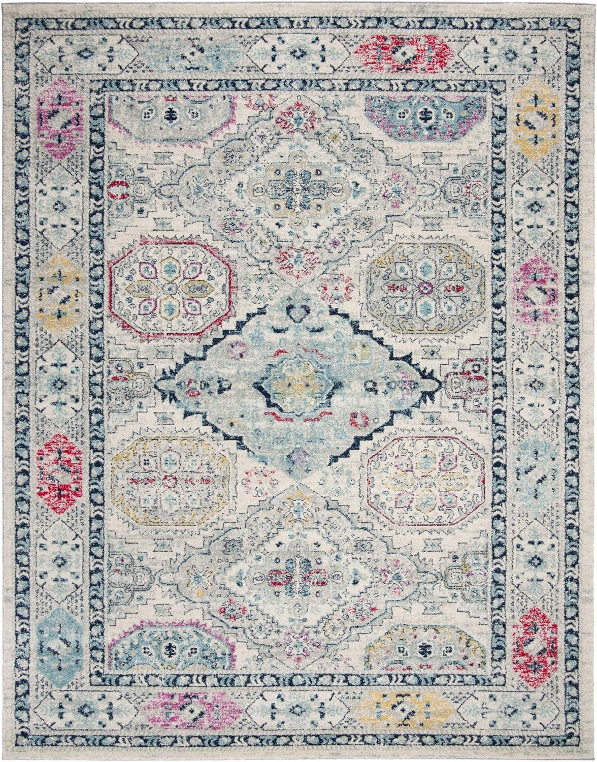image:imageSAFAVIEH Madison Collection Area Rug 53 x 76 Light Grey amp Fuchsia Oriental Distressed Design NonShedding amp Easy Care Ideal for High Traffic Areas in Living Room Bedroom MAD925RLight GreyFuchsia