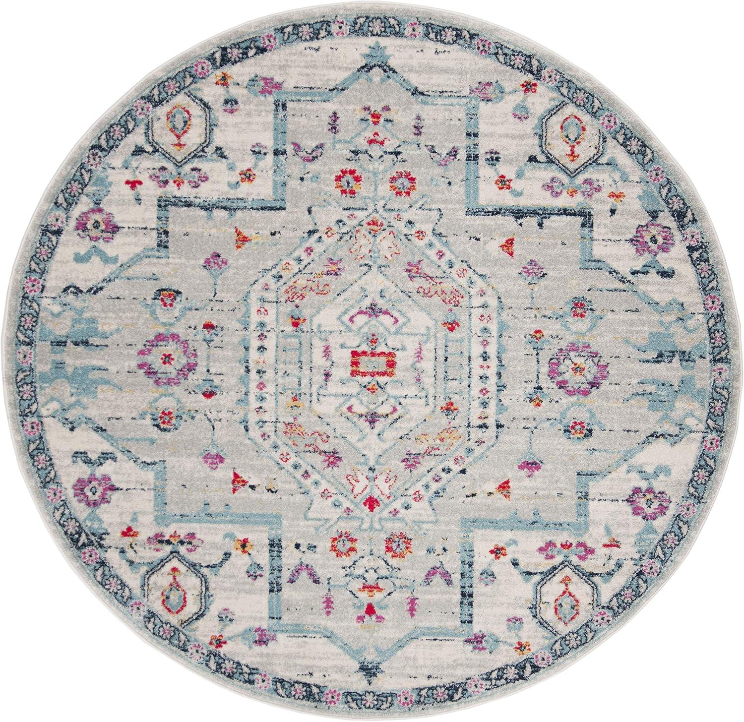 image:imageSAFAVIEH Madison Collection Area Rug 53 x 76 Light Grey amp Fuchsia Oriental Distressed Design NonShedding amp Easy Care Ideal for High Traffic Areas in Living Room Bedroom MAD928RLight GreyFuchsia