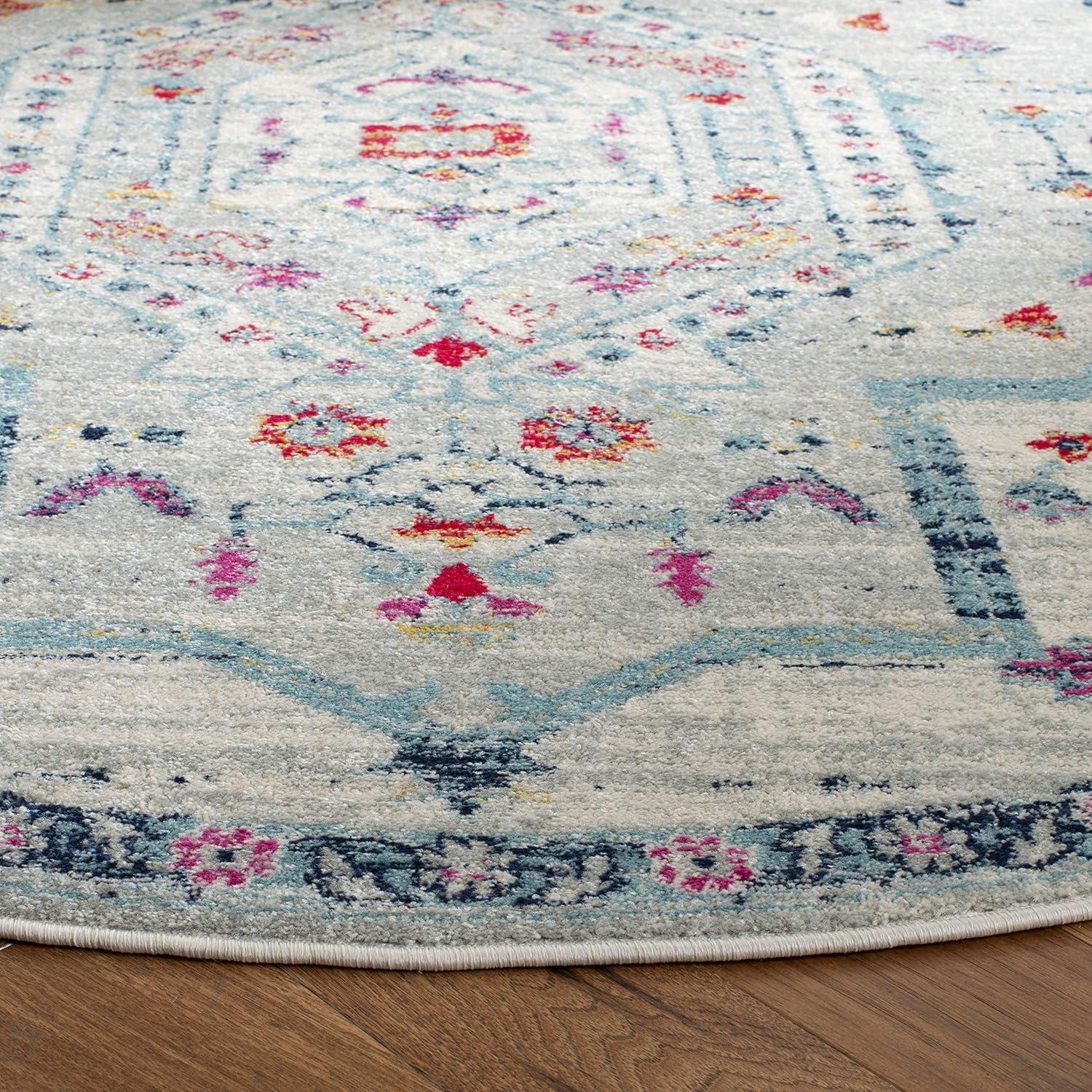 image:imageSAFAVIEH Madison Collection Area Rug 53 x 76 Light Grey amp Fuchsia Oriental Distressed Design NonShedding amp Easy Care Ideal for High Traffic Areas in Living Room Bedroom MAD928RLight GreyFuchsia
