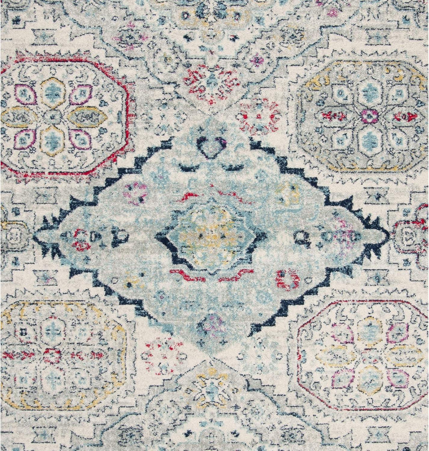 image:imageSAFAVIEH Madison Collection Area Rug 53 x 76 Light Grey amp Fuchsia Oriental Distressed Design NonShedding amp Easy Care Ideal for High Traffic Areas in Living Room Bedroom MAD925RLight GreyFuchsia