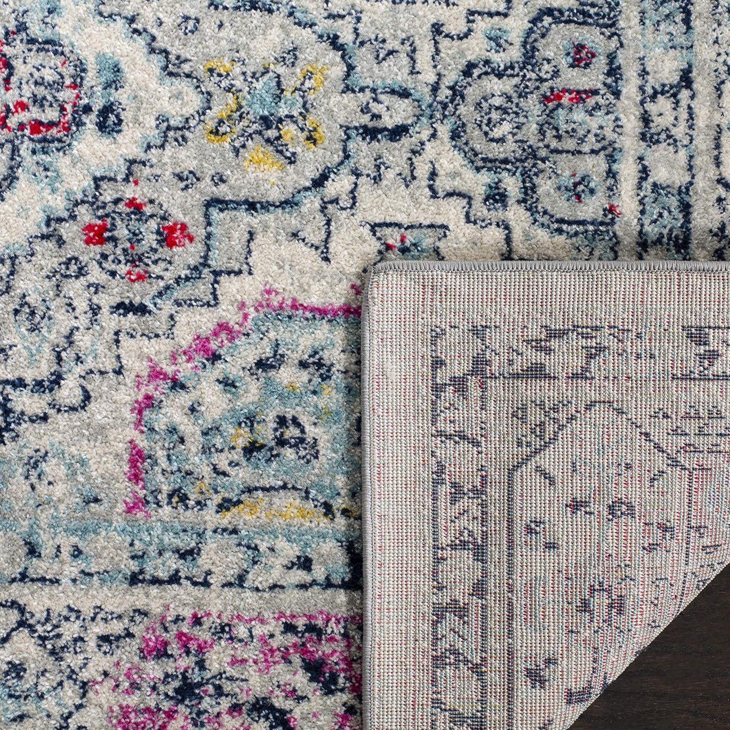 image:imageSAFAVIEH Madison Collection Area Rug 53 x 76 Light Grey amp Fuchsia Oriental Distressed Design NonShedding amp Easy Care Ideal for High Traffic Areas in Living Room Bedroom MAD925RLight GreyFuchsia