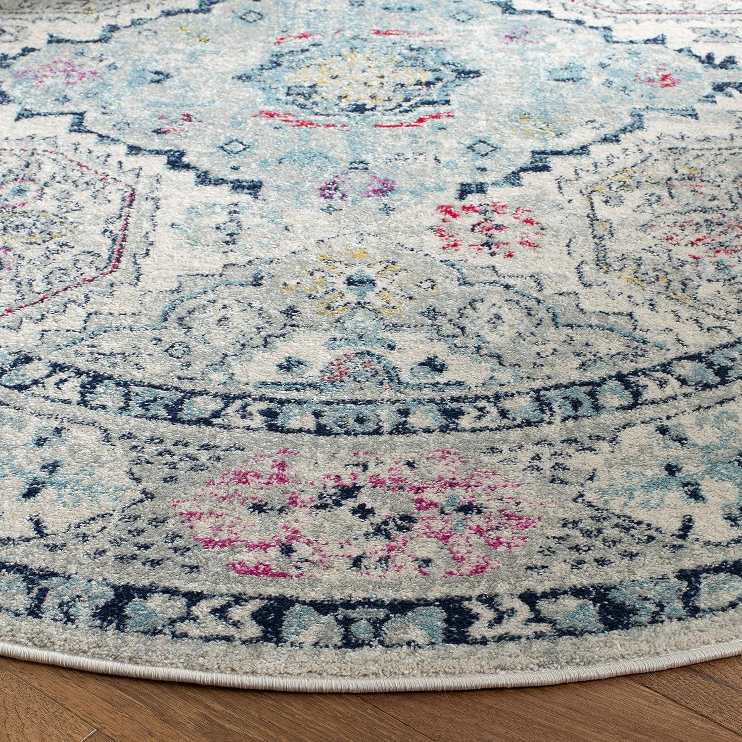 image:imageSAFAVIEH Madison Collection Area Rug 53 x 76 Light Grey amp Fuchsia Oriental Distressed Design NonShedding amp Easy Care Ideal for High Traffic Areas in Living Room Bedroom MAD925RLight GreyFuchsia