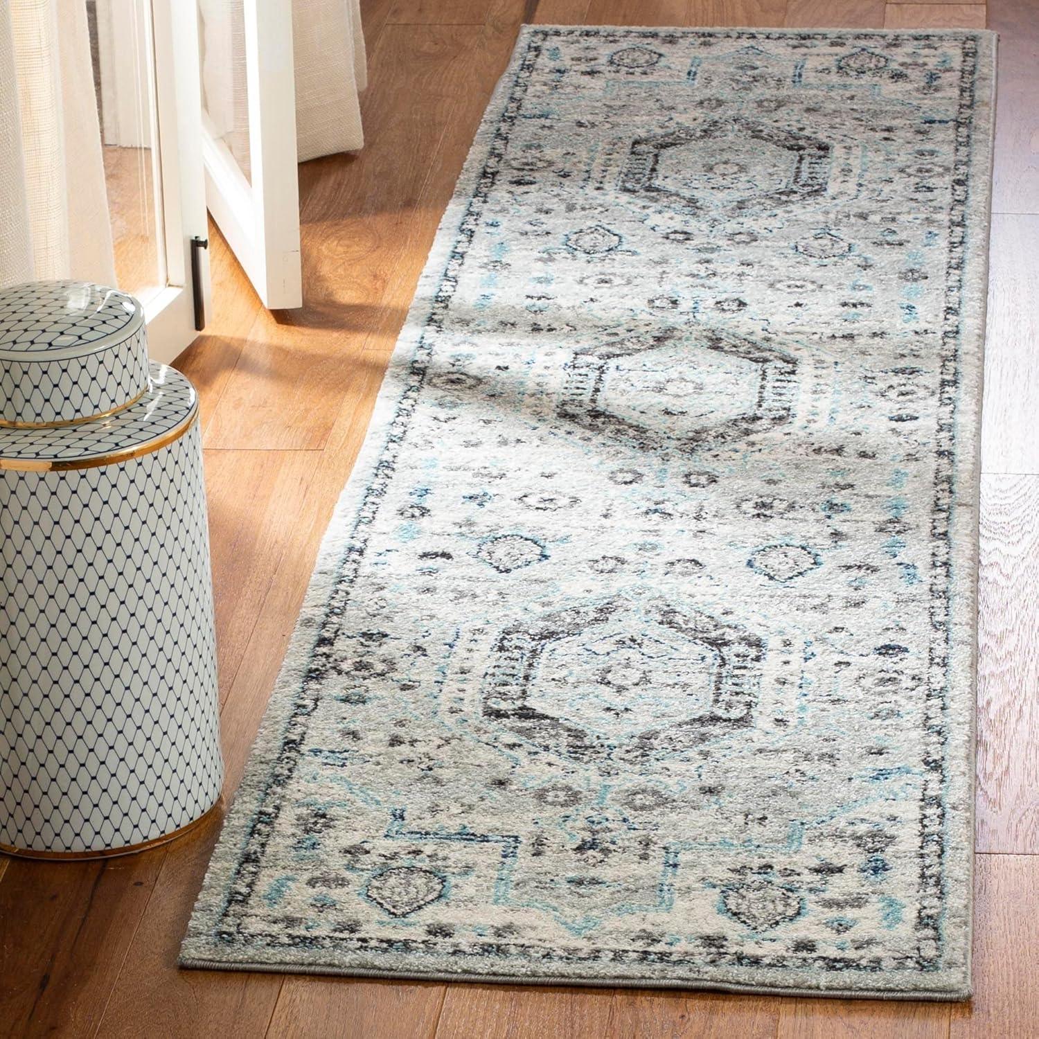 image:imageSAFAVIEH Madison Collection Area Rug 53 x 76 Light Grey amp Fuchsia Oriental Distressed Design NonShedding amp Easy Care Ideal for High Traffic Areas in Living Room Bedroom MAD928RLight GreyFuchsia