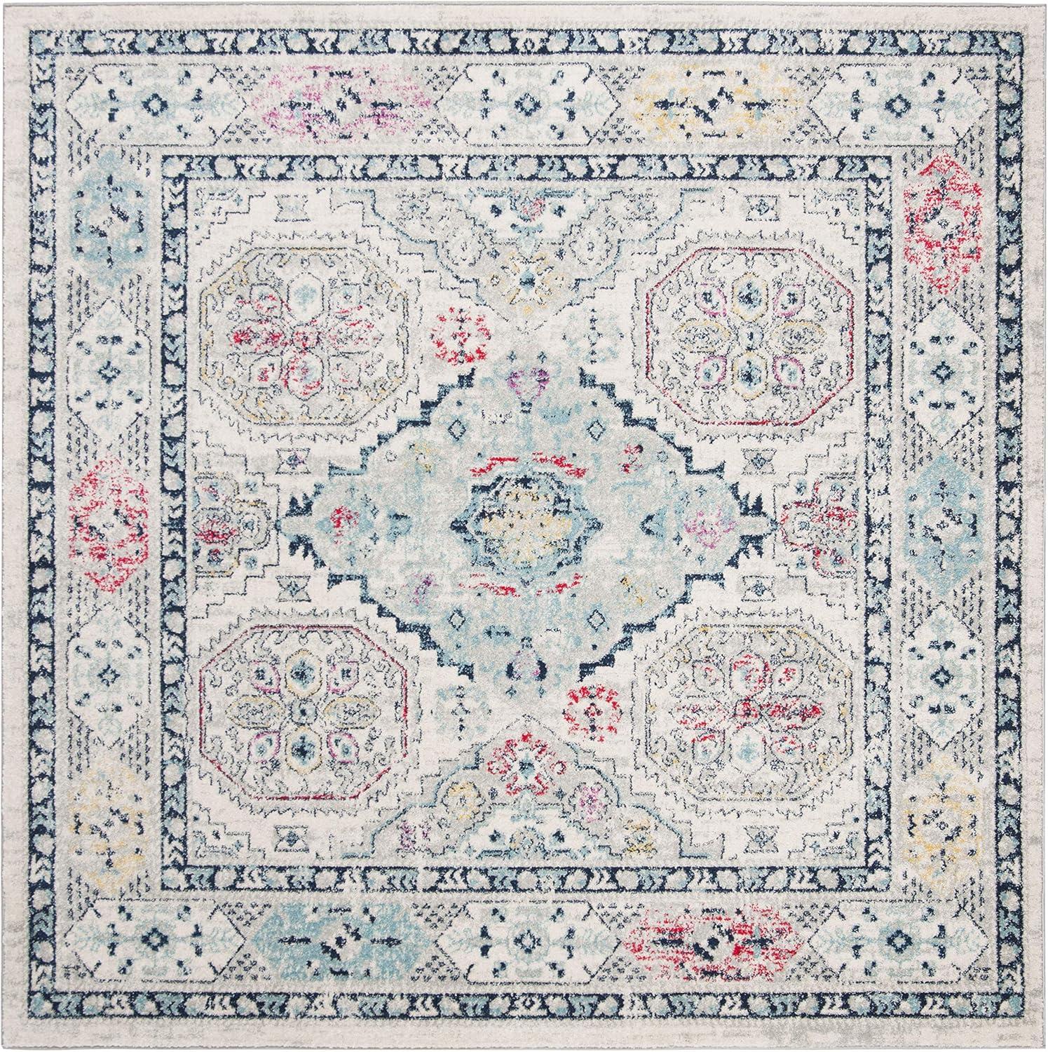 image:imageSAFAVIEH Madison Collection Area Rug 53 x 76 Light Grey amp Fuchsia Oriental Distressed Design NonShedding amp Easy Care Ideal for High Traffic Areas in Living Room Bedroom MAD925RLight GreyFuchsia