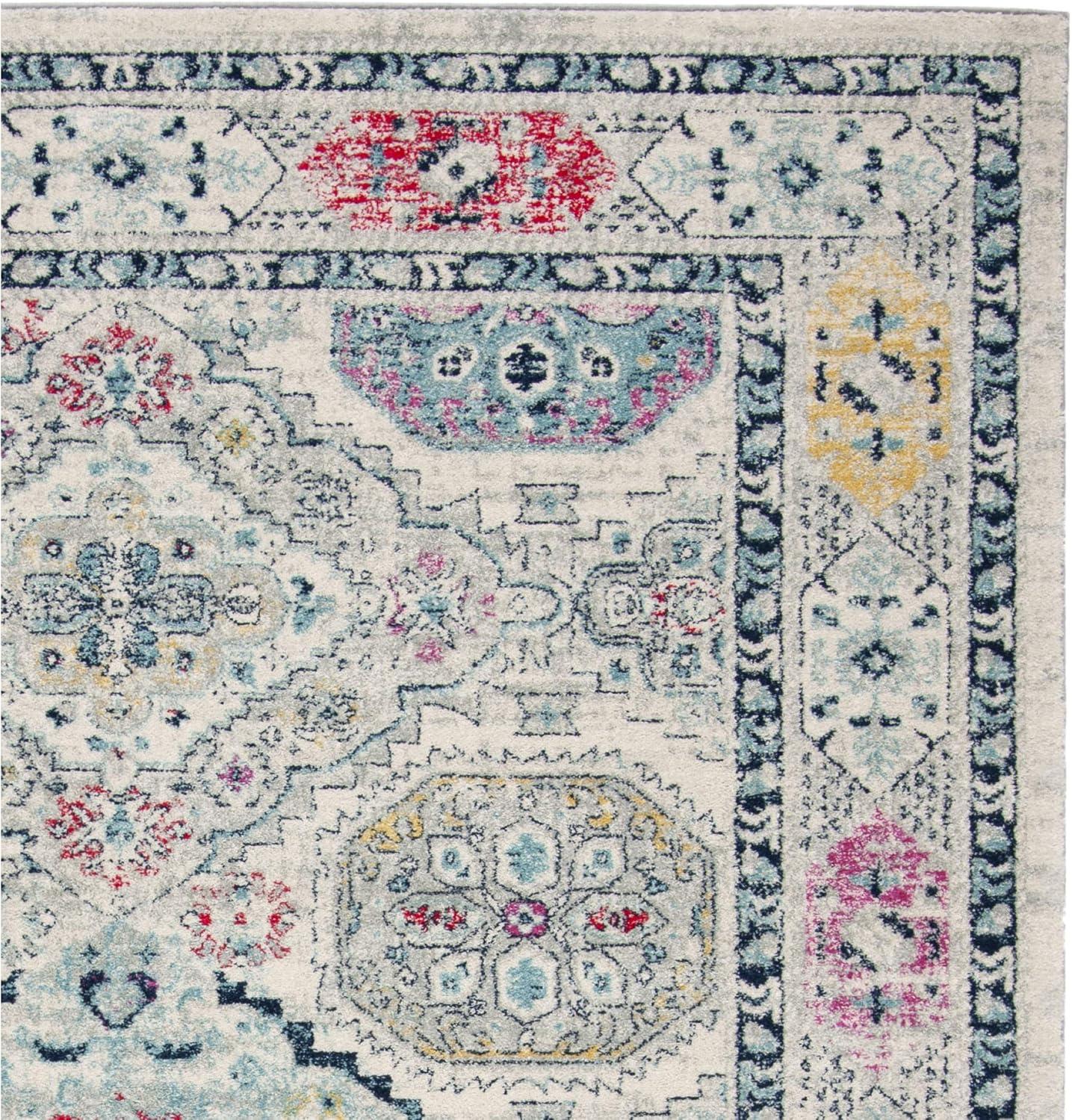 image:imageSAFAVIEH Madison Collection Area Rug 53 x 76 Light Grey amp Fuchsia Oriental Distressed Design NonShedding amp Easy Care Ideal for High Traffic Areas in Living Room Bedroom MAD925RLight GreyFuchsia