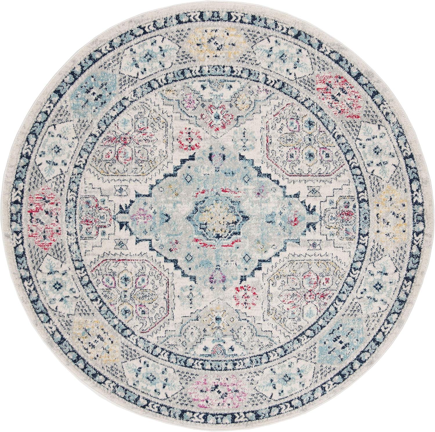 image:imageSAFAVIEH Madison Collection Area Rug 53 x 76 Light Grey amp Fuchsia Oriental Distressed Design NonShedding amp Easy Care Ideal for High Traffic Areas in Living Room Bedroom MAD925RLight GreyFuchsia