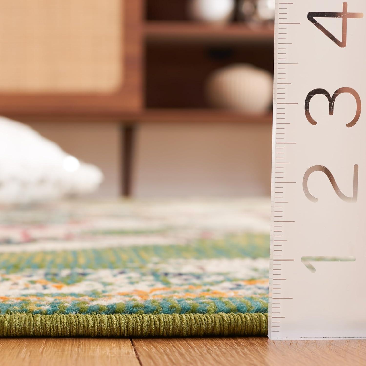 image:imageSAFAVIEH Madison Collection Area Rug 53 x 76 Navy amp Grey Boho Chic Medallion Distressed Design NonShedding amp Easy Care Ideal for High Traffic Areas in Living Room Bedroom MAD452MGreenAqua
