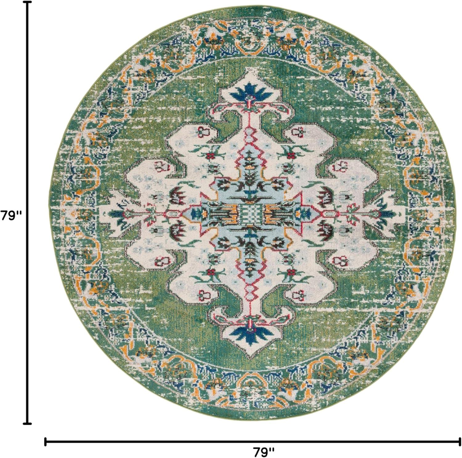 image:imageSAFAVIEH Madison Collection Area Rug 53 x 76 Navy amp Grey Boho Chic Medallion Distressed Design NonShedding amp Easy Care Ideal for High Traffic Areas in Living Room Bedroom MAD452MGreenAqua