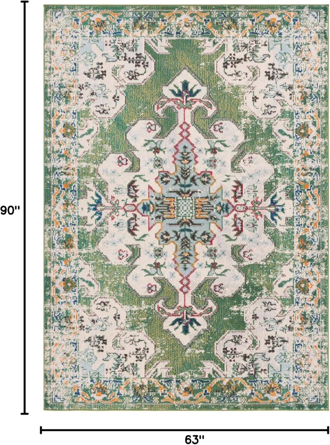image:imageSAFAVIEH Madison Collection Area Rug 53 x 76 Navy amp Grey Boho Chic Medallion Distressed Design NonShedding amp Easy Care Ideal for High Traffic Areas in Living Room Bedroom MAD452MGreenAqua