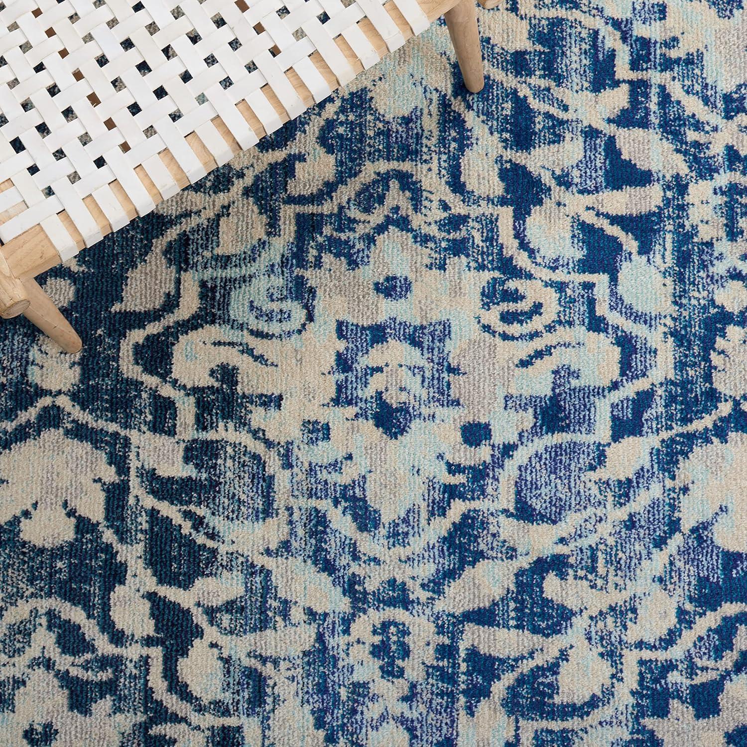 image:imageSAFAVIEH Madison Collection Area Rug 53 x 76 Navy amp Ivory Boho Distressed Design NonShedding amp Easy Care Ideal for High Traffic Areas in Living Room Bedroom MAD444NNavyIvory