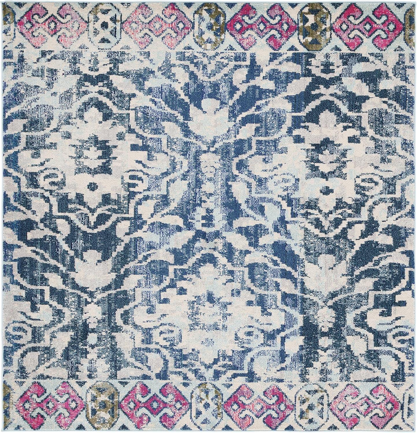 image:imageSAFAVIEH Madison Collection Area Rug 53 x 76 Navy amp Ivory Boho Distressed Design NonShedding amp Easy Care Ideal for High Traffic Areas in Living Room Bedroom MAD444NNavyIvory