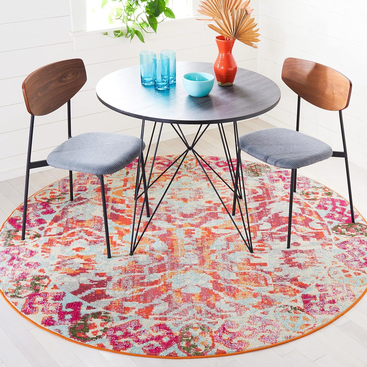image:imageSAFAVIEH Madison Collection Area Rug 53 x 76 Navy amp Ivory Boho Distressed Design NonShedding amp Easy Care Ideal for High Traffic Areas in Living Room Bedroom MAD444NOrangeIvory
