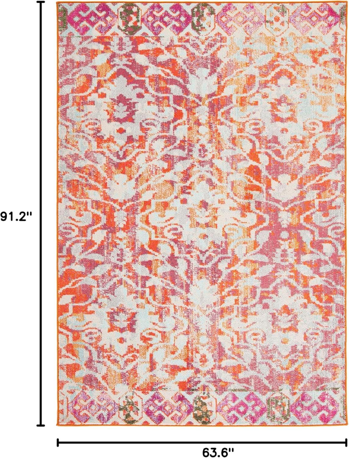 image:imageSAFAVIEH Madison Collection Area Rug 53 x 76 Navy amp Ivory Boho Distressed Design NonShedding amp Easy Care Ideal for High Traffic Areas in Living Room Bedroom MAD444NOrangeIvory