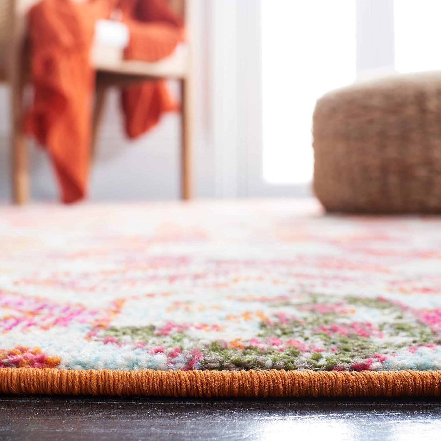 image:imageSAFAVIEH Madison Collection Area Rug 53 x 76 Navy amp Ivory Boho Distressed Design NonShedding amp Easy Care Ideal for High Traffic Areas in Living Room Bedroom MAD444NOrangeIvory