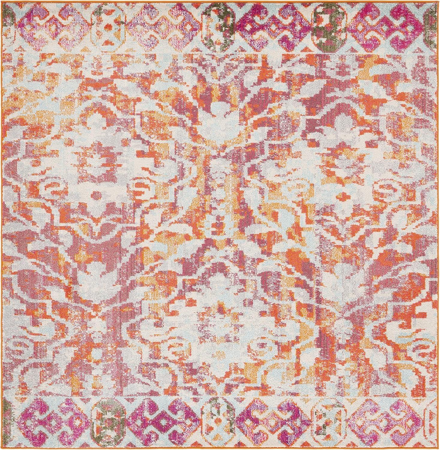 image:imageSAFAVIEH Madison Collection Area Rug 53 x 76 Navy amp Ivory Boho Distressed Design NonShedding amp Easy Care Ideal for High Traffic Areas in Living Room Bedroom MAD444NOrangeIvory