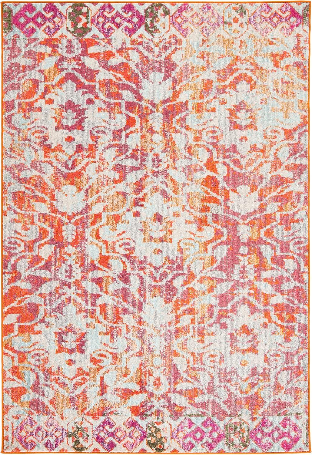 image:imageSAFAVIEH Madison Collection Area Rug 53 x 76 Navy amp Ivory Boho Distressed Design NonShedding amp Easy Care Ideal for High Traffic Areas in Living Room Bedroom MAD444NOrangeIvory