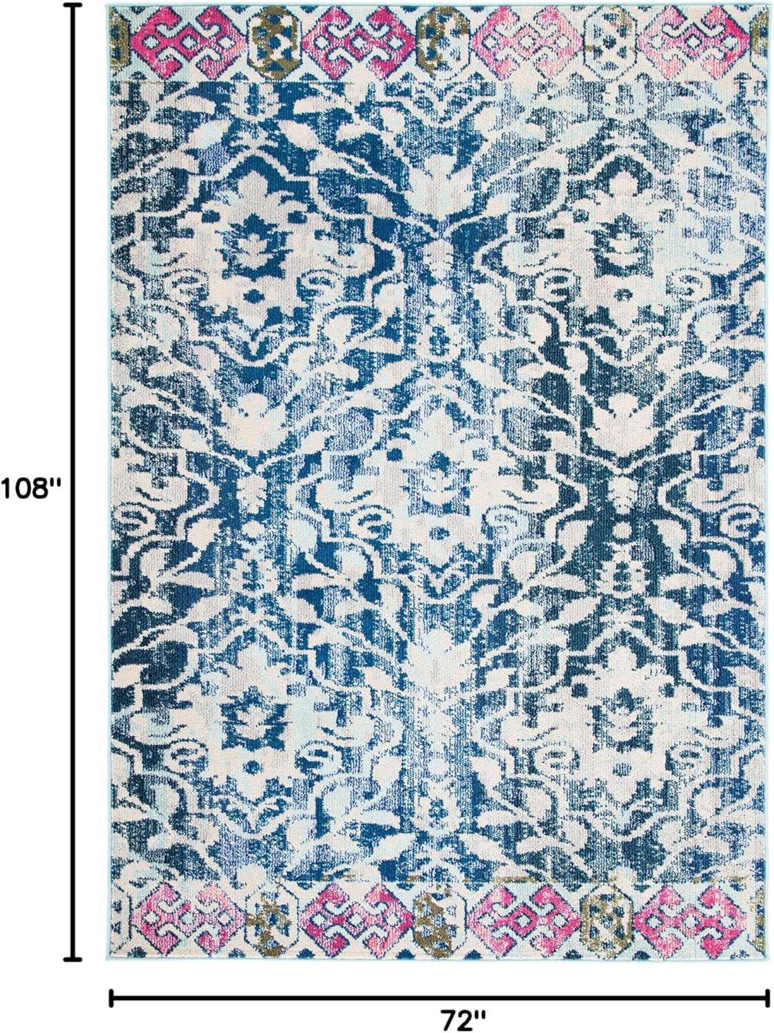 image:imageSAFAVIEH Madison Collection Area Rug 53 x 76 Navy amp Ivory Boho Distressed Design NonShedding amp Easy Care Ideal for High Traffic Areas in Living Room Bedroom MAD444NNavyIvory
