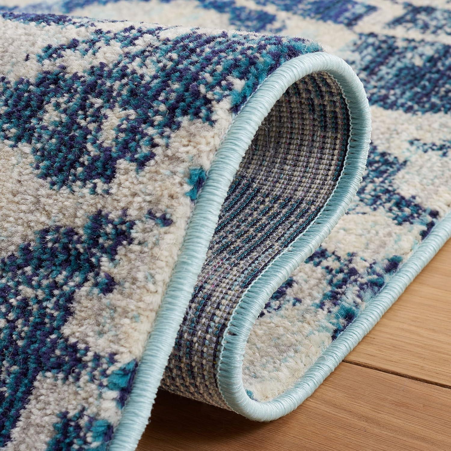 image:imageSAFAVIEH Madison Collection Area Rug 53 x 76 Navy amp Ivory Boho Distressed Design NonShedding amp Easy Care Ideal for High Traffic Areas in Living Room Bedroom MAD444NNavyIvory
