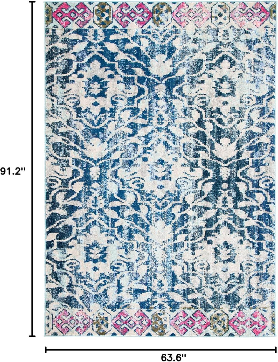 image:imageSAFAVIEH Madison Collection Area Rug 53 x 76 Navy amp Ivory Boho Distressed Design NonShedding amp Easy Care Ideal for High Traffic Areas in Living Room Bedroom MAD444NNavyIvory