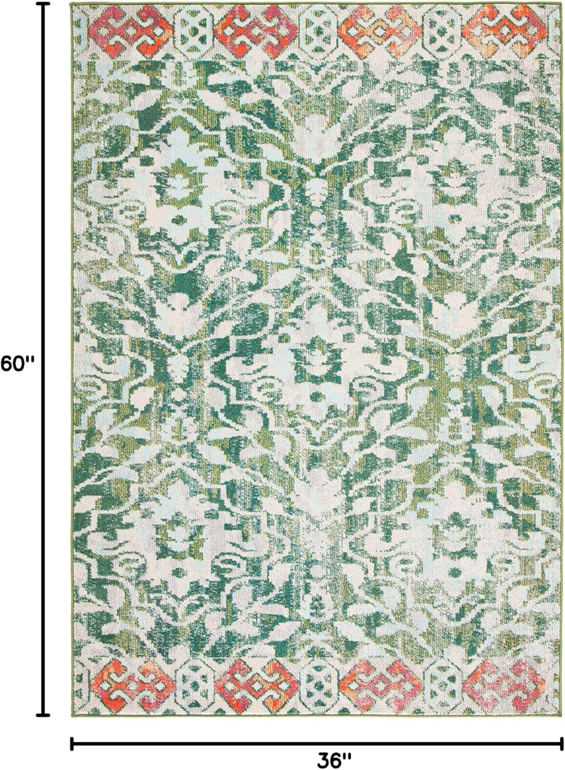 image:imageSAFAVIEH Madison Collection Area Rug 53 x 76 Navy amp Ivory Boho Distressed Design NonShedding amp Easy Care Ideal for High Traffic Areas in Living Room Bedroom MAD444NGreenIvory