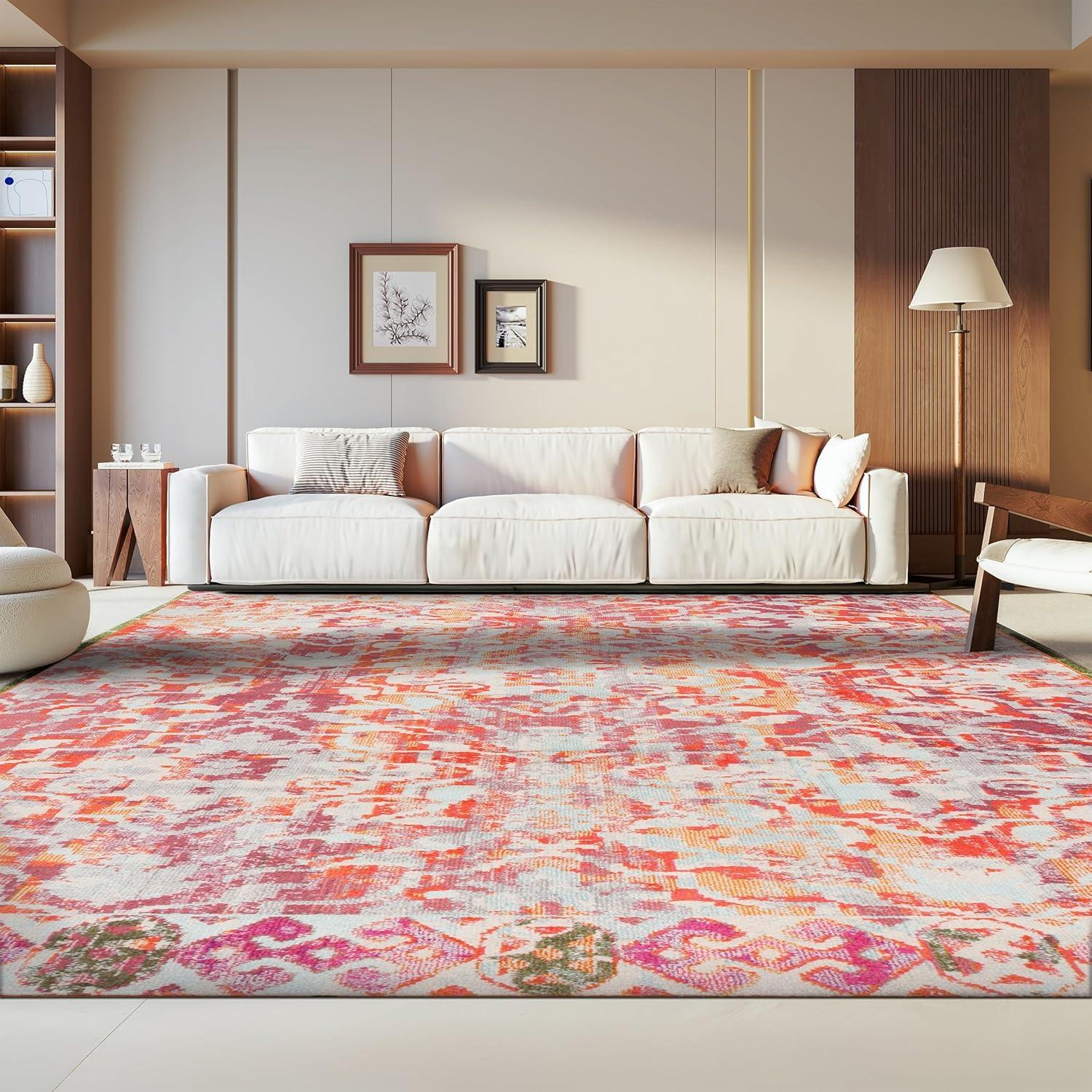 image:imageSAFAVIEH Madison Collection Area Rug 53 x 76 Navy amp Ivory Boho Distressed Design NonShedding amp Easy Care Ideal for High Traffic Areas in Living Room Bedroom MAD444NOrangeIvory