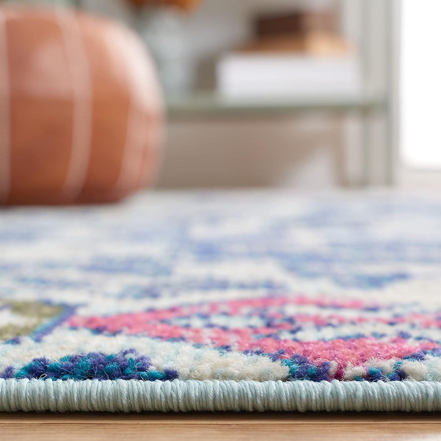 image:imageSAFAVIEH Madison Collection Area Rug 53 x 76 Navy amp Ivory Boho Distressed Design NonShedding amp Easy Care Ideal for High Traffic Areas in Living Room Bedroom MAD444NNavyIvory