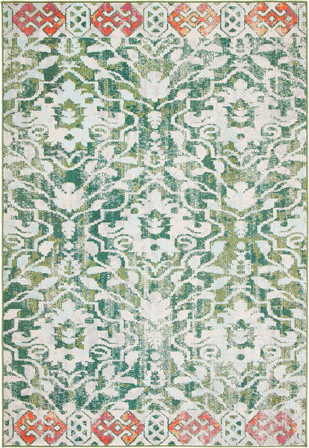 image:imageSAFAVIEH Madison Collection Area Rug 53 x 76 Navy amp Ivory Boho Distressed Design NonShedding amp Easy Care Ideal for High Traffic Areas in Living Room Bedroom MAD444NGreenIvory