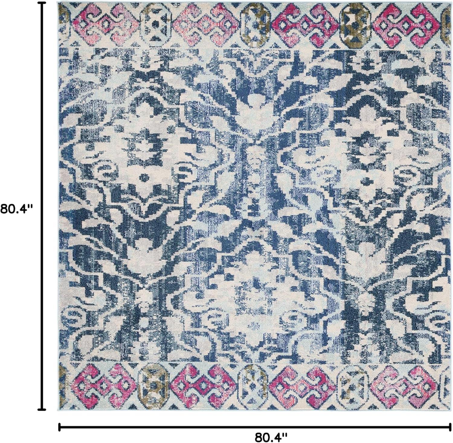 image:imageSAFAVIEH Madison Collection Area Rug 53 x 76 Navy amp Ivory Boho Distressed Design NonShedding amp Easy Care Ideal for High Traffic Areas in Living Room Bedroom MAD444NNavyIvory