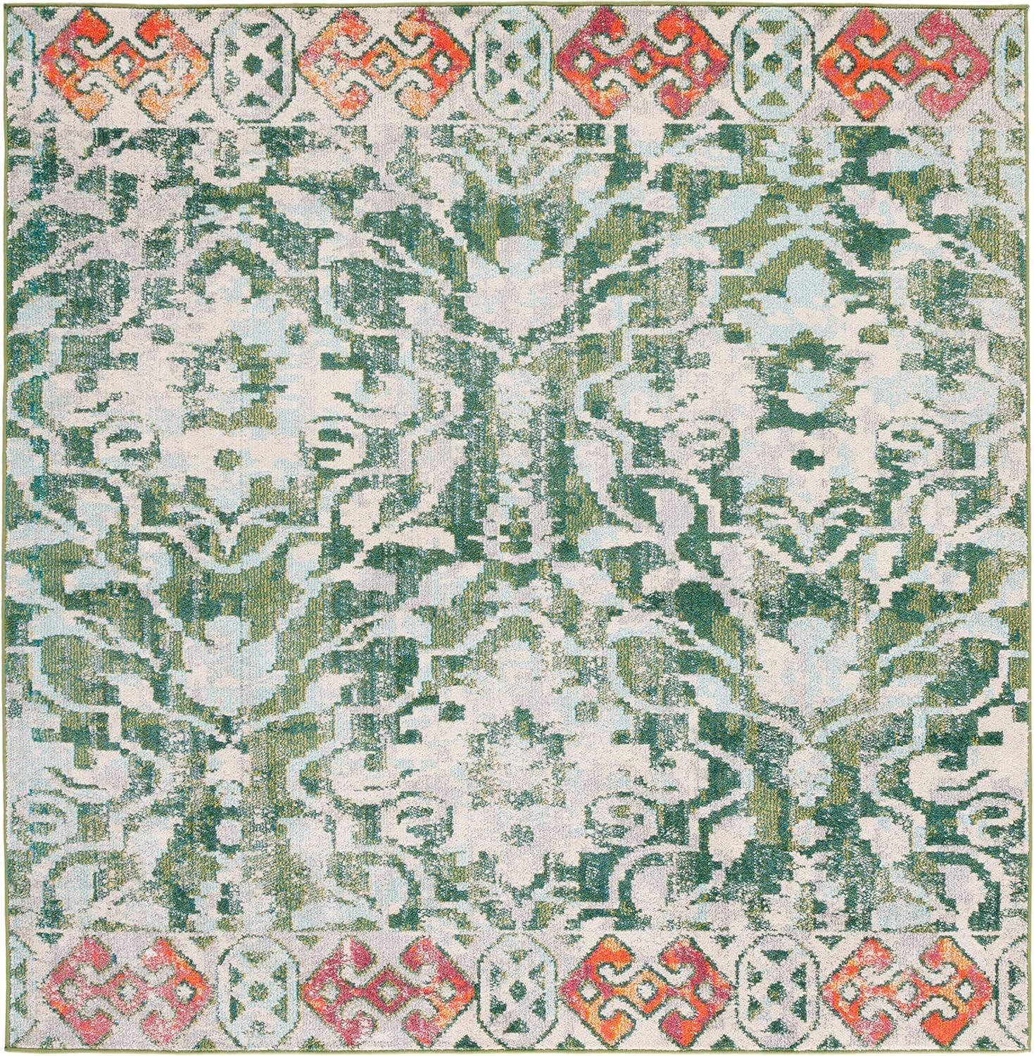 image:imageSAFAVIEH Madison Collection Area Rug 53 x 76 Navy amp Ivory Boho Distressed Design NonShedding amp Easy Care Ideal for High Traffic Areas in Living Room Bedroom MAD444NGreenIvory