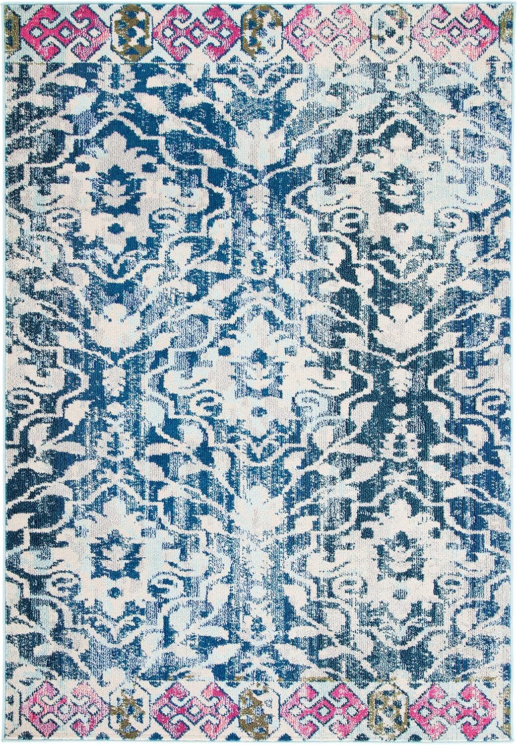 image:imageSAFAVIEH Madison Collection Area Rug 53 x 76 Navy amp Ivory Boho Distressed Design NonShedding amp Easy Care Ideal for High Traffic Areas in Living Room Bedroom MAD444NNavyIvory