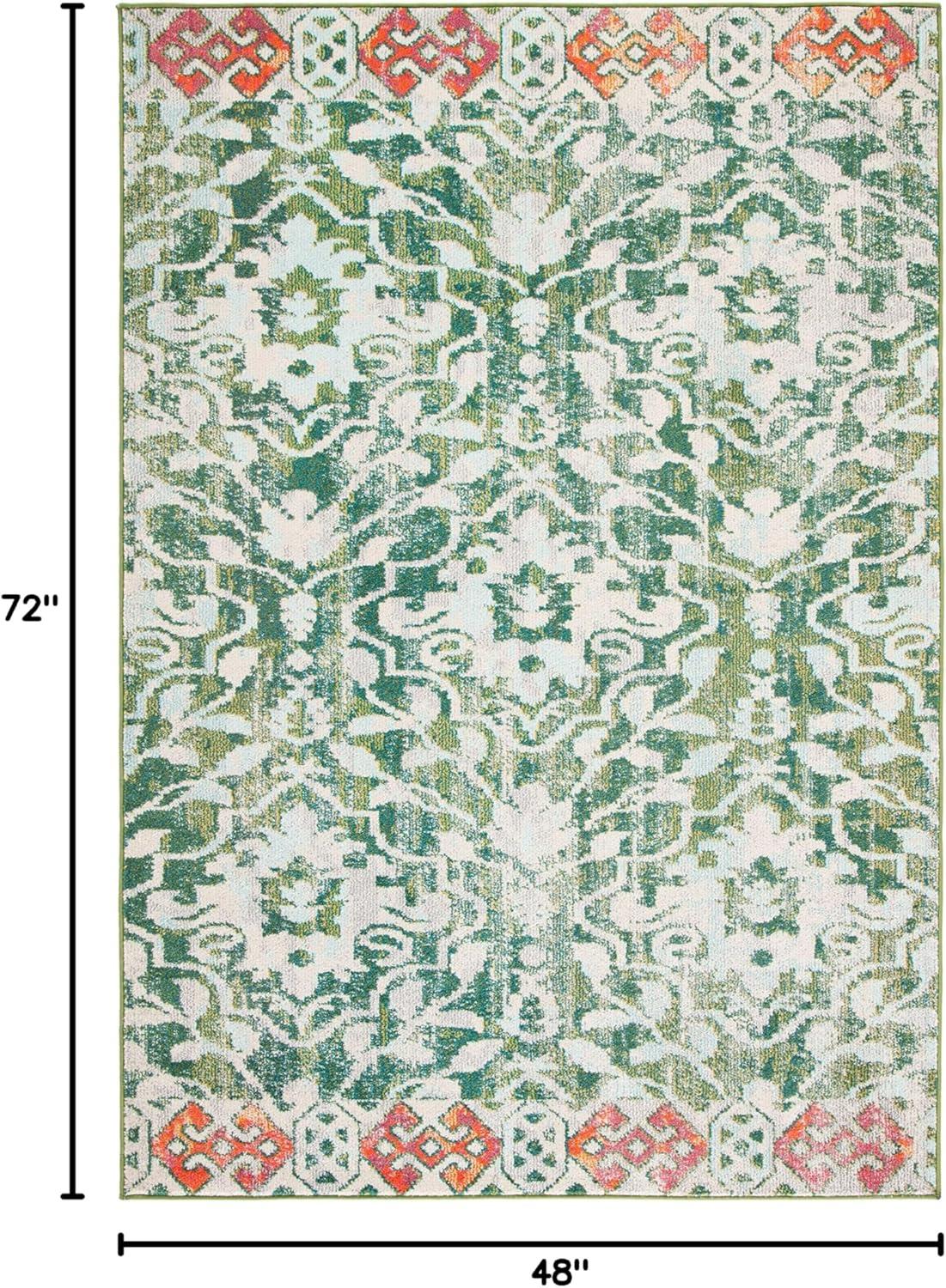 image:imageSAFAVIEH Madison Collection Area Rug 53 x 76 Navy amp Ivory Boho Distressed Design NonShedding amp Easy Care Ideal for High Traffic Areas in Living Room Bedroom MAD444NGreenIvory