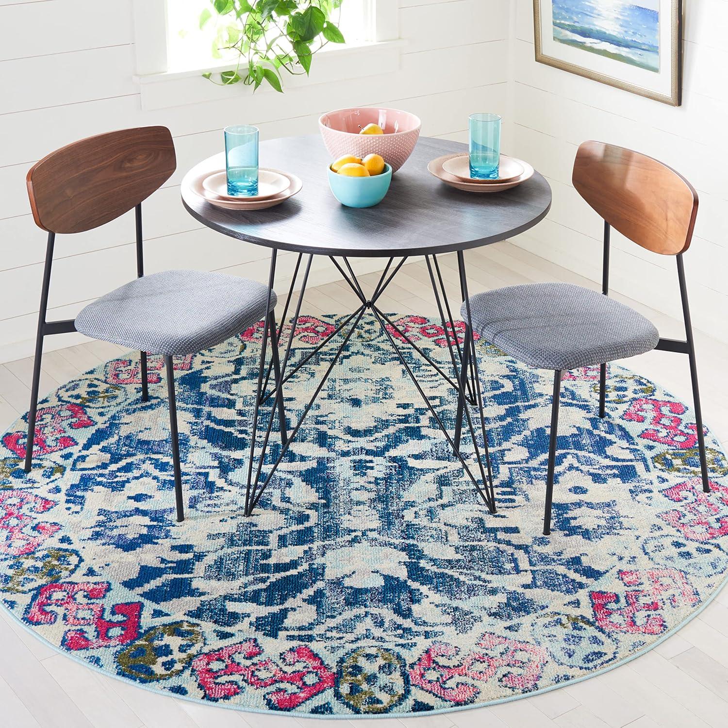 image:imageSAFAVIEH Madison Collection Area Rug 53 x 76 Navy amp Ivory Boho Distressed Design NonShedding amp Easy Care Ideal for High Traffic Areas in Living Room Bedroom MAD444NNavyIvory