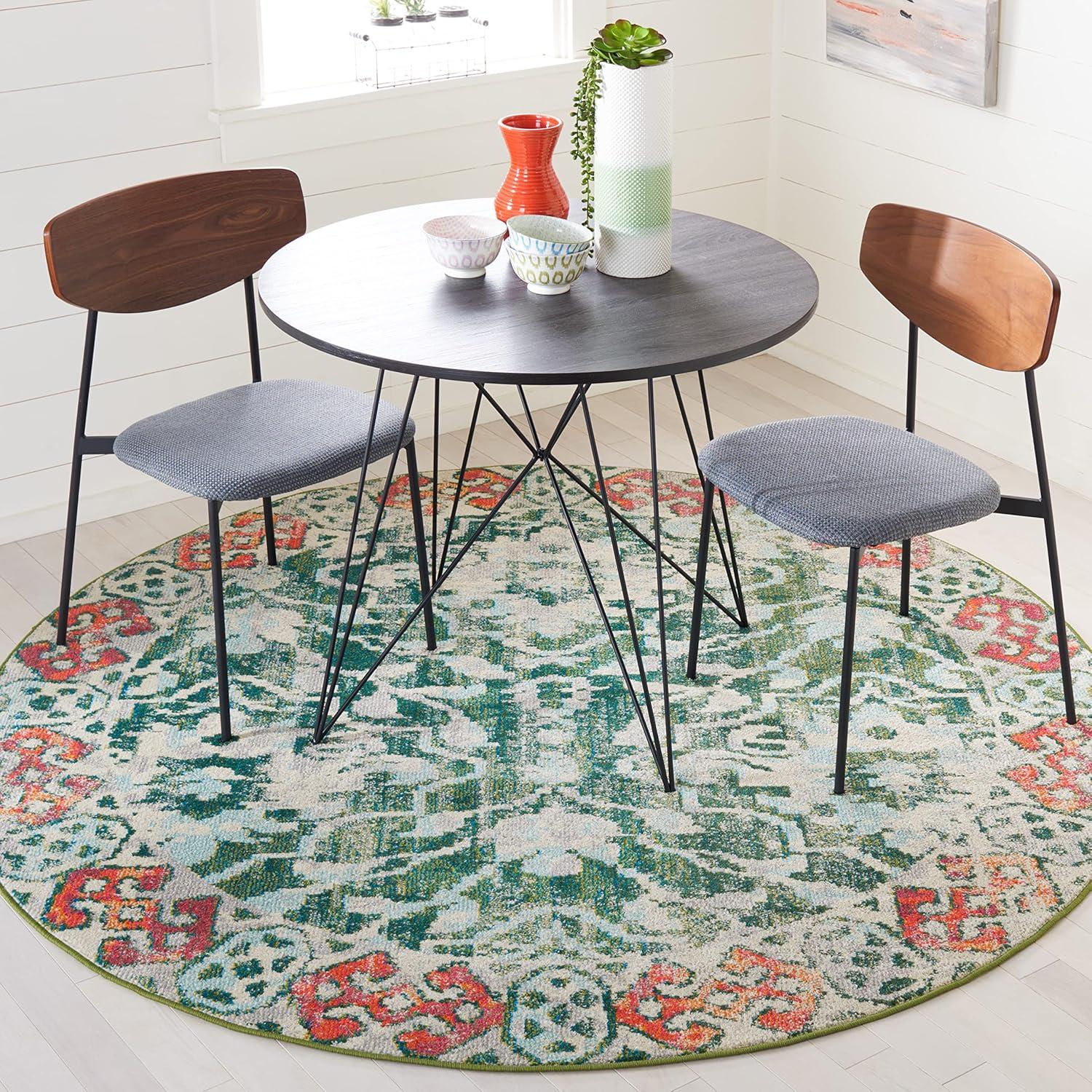 image:imageSAFAVIEH Madison Collection Area Rug 53 x 76 Navy amp Ivory Boho Distressed Design NonShedding amp Easy Care Ideal for High Traffic Areas in Living Room Bedroom MAD444NGreenIvory
