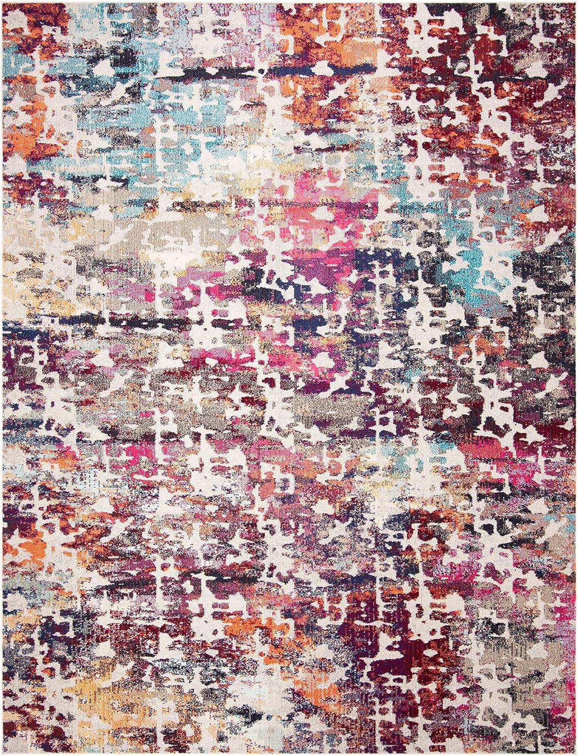 image:imageSAFAVIEH Madison Collection Area Rug 53 x 76 Red amp Light Blue Modern Abstract Design NonShedding amp Easy Care Ideal for High Traffic Areas in Living Room Bedroom MAD458CRedLight Blue