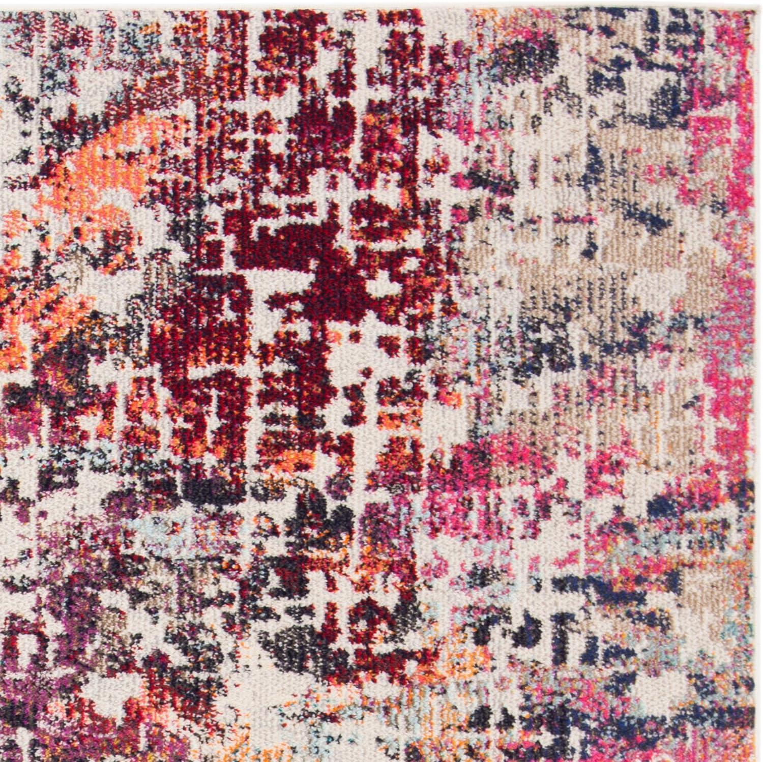 image:imageSAFAVIEH Madison Collection Area Rug 53 x 76 Red amp Light Blue Modern Abstract Design NonShedding amp Easy Care Ideal for High Traffic Areas in Living Room Bedroom MAD458CRedLight Blue