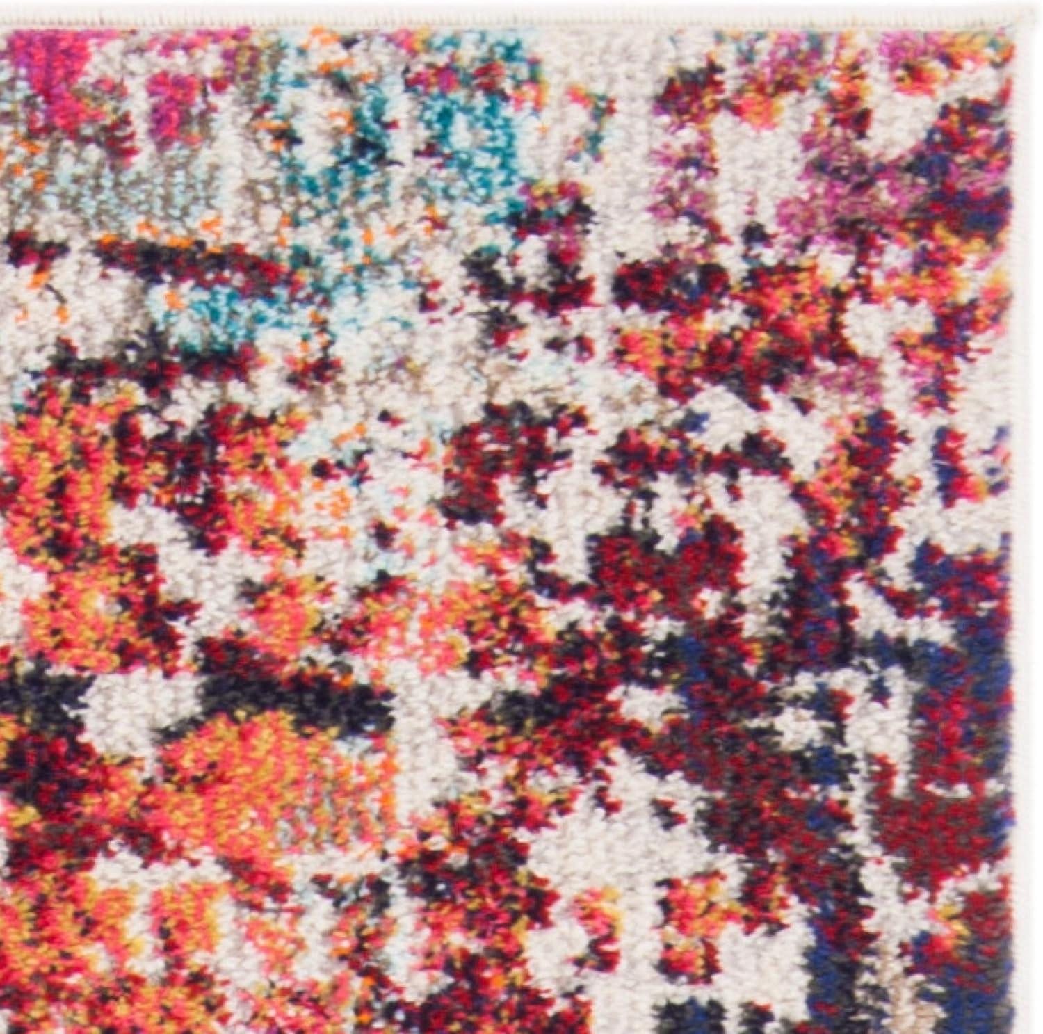 image:imageSAFAVIEH Madison Collection Area Rug 53 x 76 Red amp Light Blue Modern Abstract Design NonShedding amp Easy Care Ideal for High Traffic Areas in Living Room Bedroom MAD458CRedLight Blue