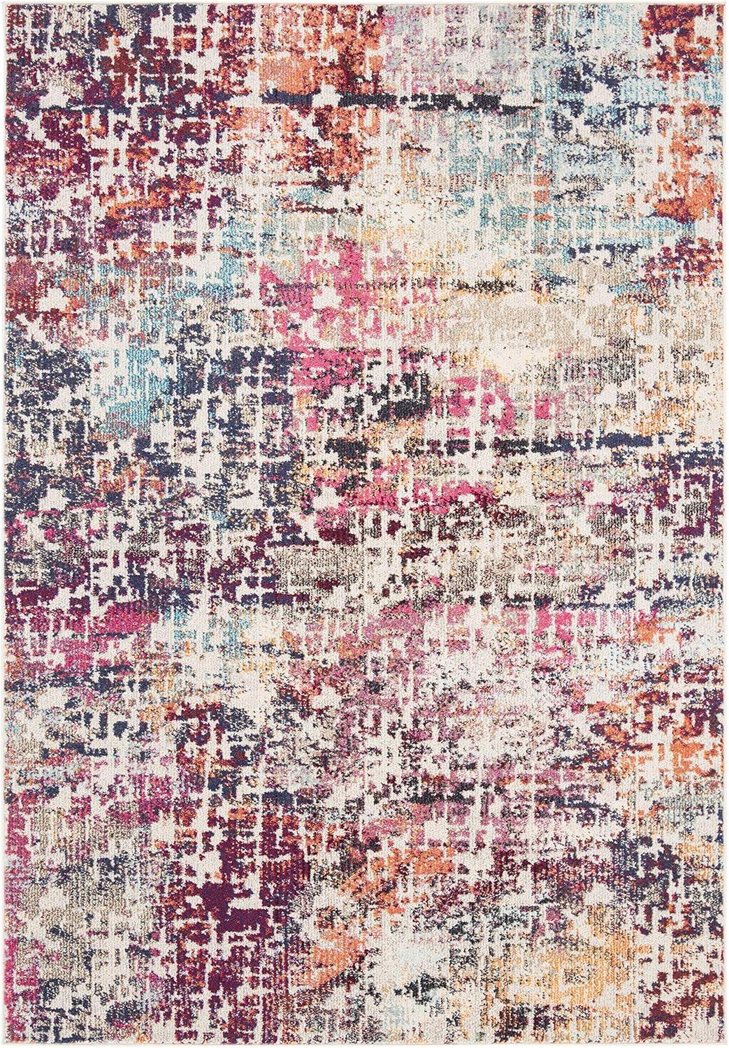 image:imageSAFAVIEH Madison Collection Area Rug 53 x 76 Red amp Light Blue Modern Abstract Design NonShedding amp Easy Care Ideal for High Traffic Areas in Living Room Bedroom MAD458CRedLight Blue