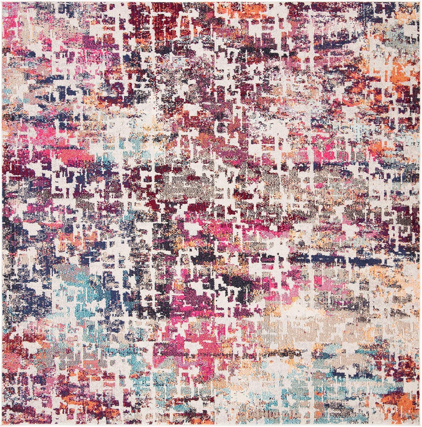image:imageSAFAVIEH Madison Collection Area Rug 53 x 76 Red amp Light Blue Modern Abstract Design NonShedding amp Easy Care Ideal for High Traffic Areas in Living Room Bedroom MAD458CRedLight Blue
