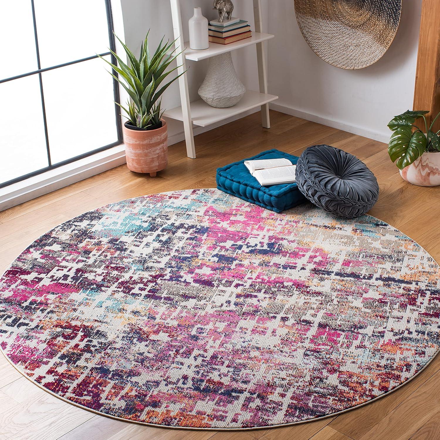 image:imageSAFAVIEH Madison Collection Area Rug 53 x 76 Red amp Light Blue Modern Abstract Design NonShedding amp Easy Care Ideal for High Traffic Areas in Living Room Bedroom MAD458CRedLight Blue