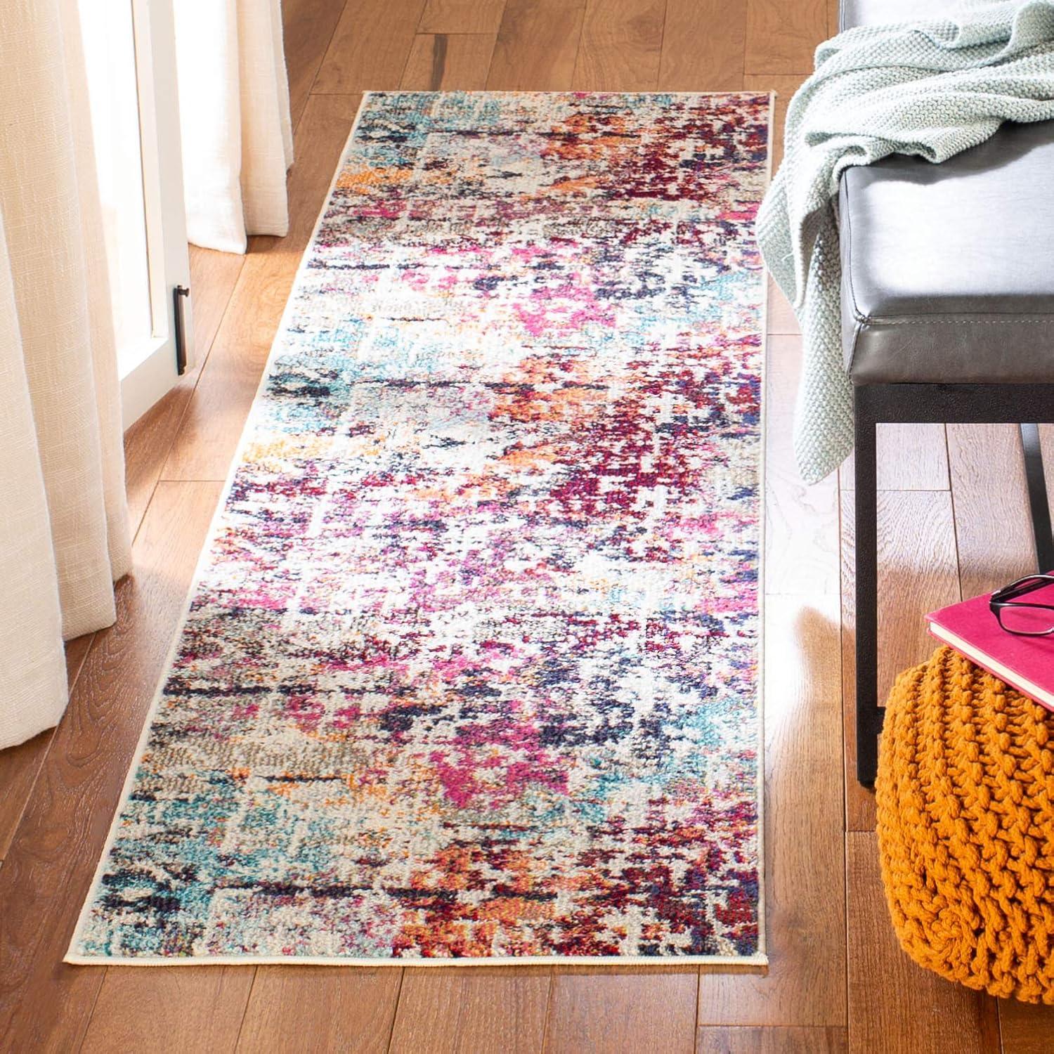 image:imageSAFAVIEH Madison Collection Area Rug 53 x 76 Red amp Light Blue Modern Abstract Design NonShedding amp Easy Care Ideal for High Traffic Areas in Living Room Bedroom MAD458CRedLight Blue