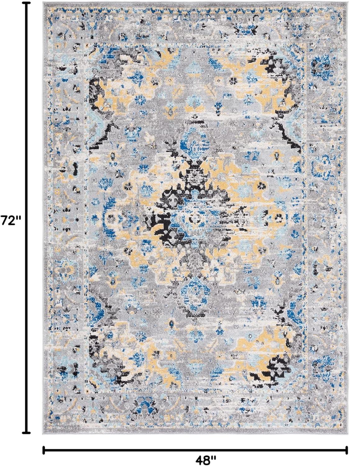 image:imageSAFAVIEH Madison Collection Area Rug 53 x 76 Teal amp Fuchsia Boho Chic Medallion Design NonShedding amp Easy Care Ideal for High Traffic Areas in Living Room Bedroom MAD154LGreyGold