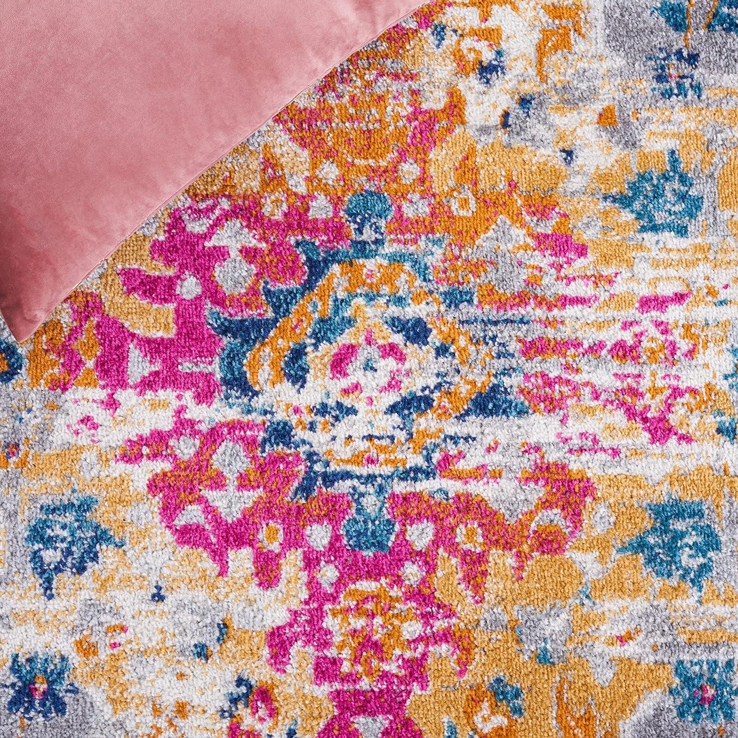 image:imageSAFAVIEH Madison Collection Area Rug 53 x 76 Teal amp Fuchsia Boho Chic Medallion Design NonShedding amp Easy Care Ideal for High Traffic Areas in Living Room Bedroom MAD154LGreyFuchsia