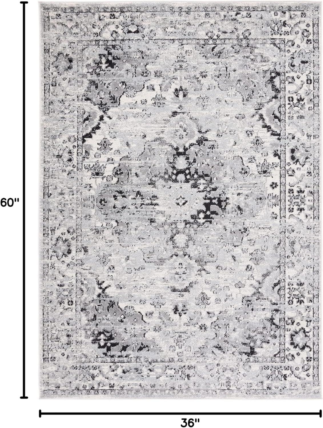 image:imageSAFAVIEH Madison Collection Area Rug 53 x 76 Teal amp Fuchsia Boho Chic Medallion Design NonShedding amp Easy Care Ideal for High Traffic Areas in Living Room Bedroom MAD154LGreyBlack