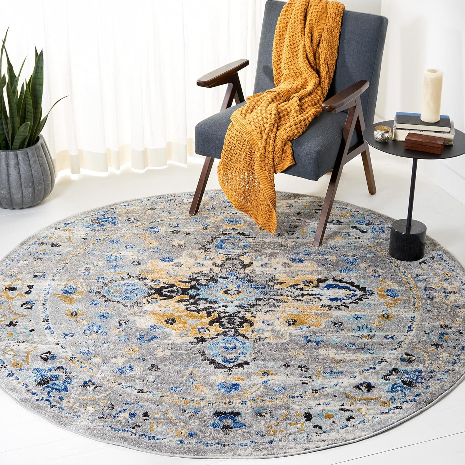 image:imageSAFAVIEH Madison Collection Area Rug 53 x 76 Teal amp Fuchsia Boho Chic Medallion Design NonShedding amp Easy Care Ideal for High Traffic Areas in Living Room Bedroom MAD154LGreyGold