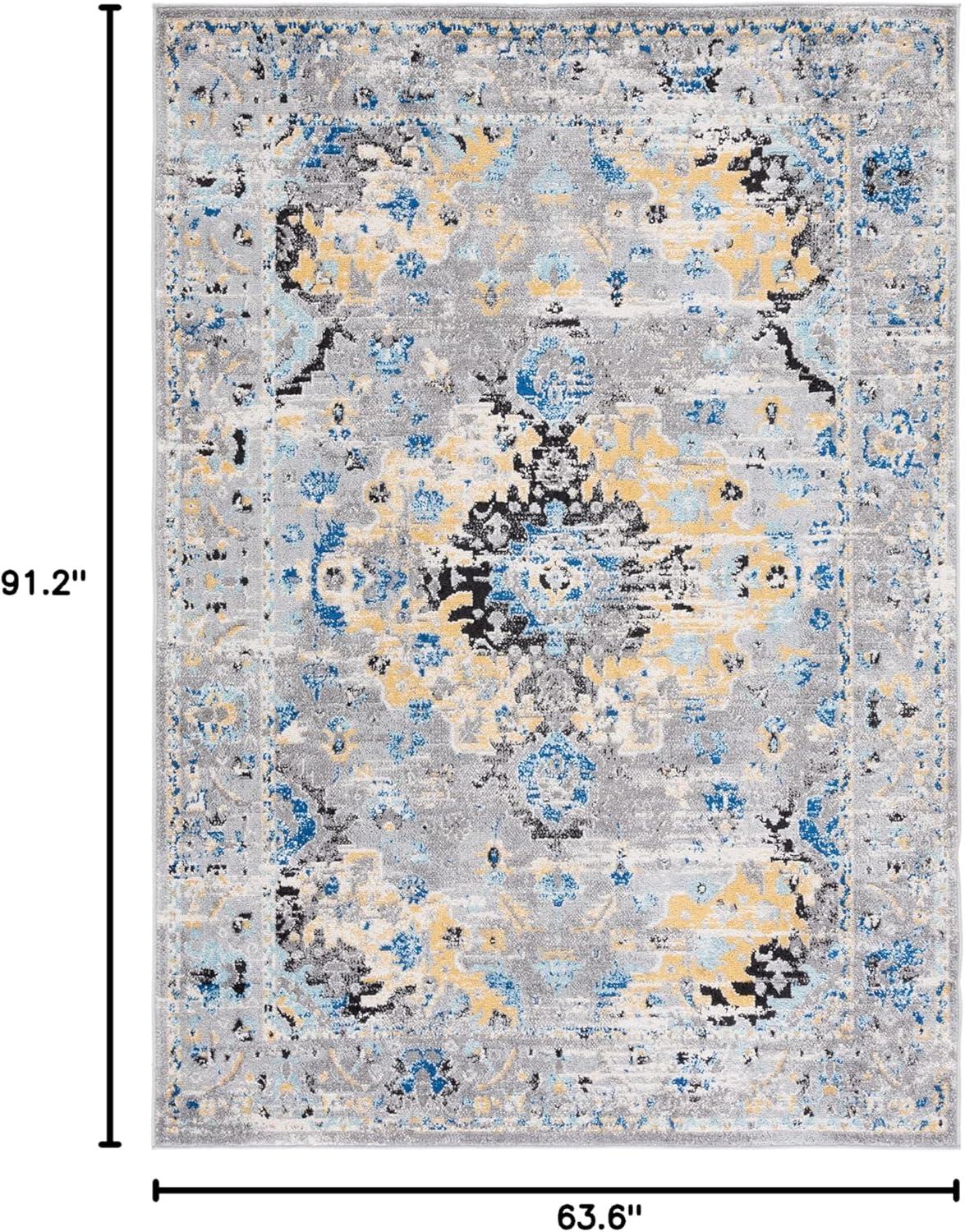 image:imageSAFAVIEH Madison Collection Area Rug 53 x 76 Teal amp Fuchsia Boho Chic Medallion Design NonShedding amp Easy Care Ideal for High Traffic Areas in Living Room Bedroom MAD154LGreyGold