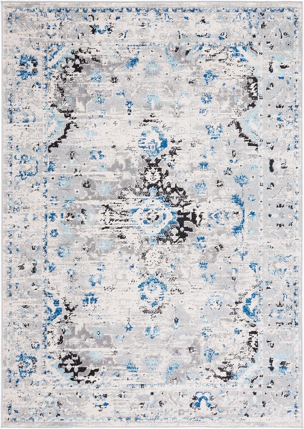 image:imageSAFAVIEH Madison Collection Area Rug 53 x 76 Teal amp Fuchsia Boho Chic Medallion Design NonShedding amp Easy Care Ideal for High Traffic Areas in Living Room Bedroom MAD154LIvoryBlue